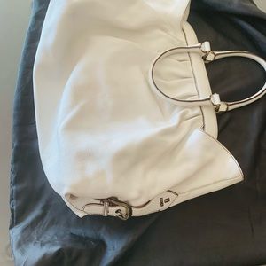 Authentic White Large Fendi Leather Hobo Bag